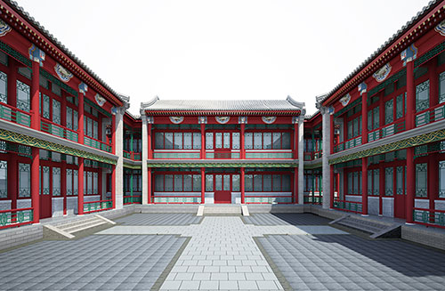 奉节北京四合院设计古建筑鸟瞰图展示