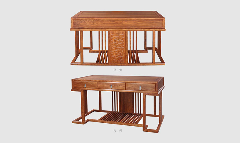 奉节 别墅中式家居书房装修实木书桌效果图
